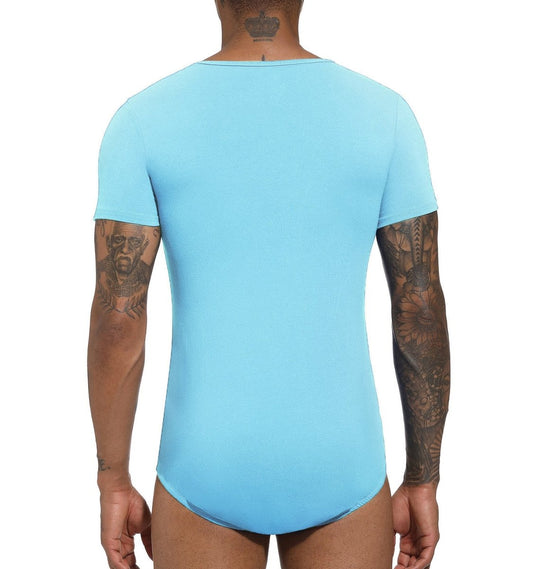 Landofgenie Basic Men Cotton Light Blue Bodysuit - landofgenie
