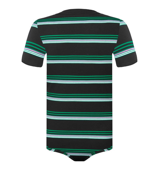Landofgenie Men Brand Striped Polo Onesie - Classical Black Polo - landofgenie