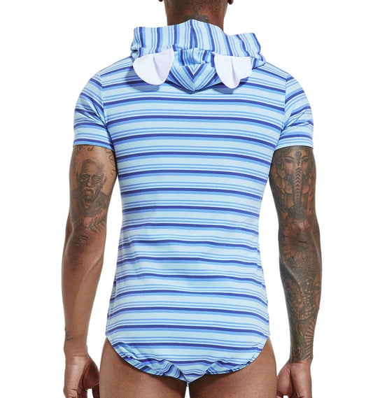 Landofgenie Men Thicker Cotton Onesie with Cap - Blue Color - landofgenie