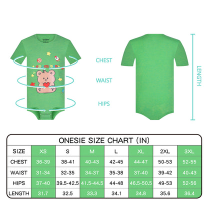 Landofgenie Men Print Onesie - Space Bear Green