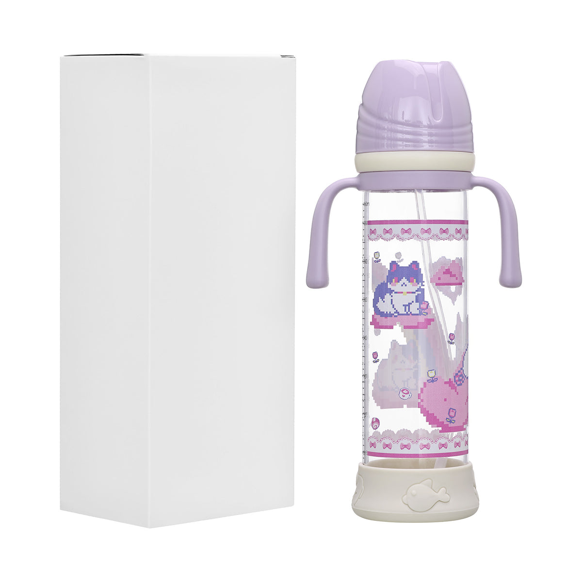 Landofgenie Cute Adult Glass Bottle - Pixel Cat