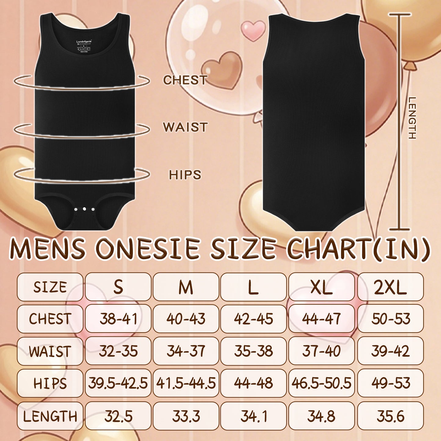 Landofgenie Mens Cotton Soft Ribbed Onesie - Black