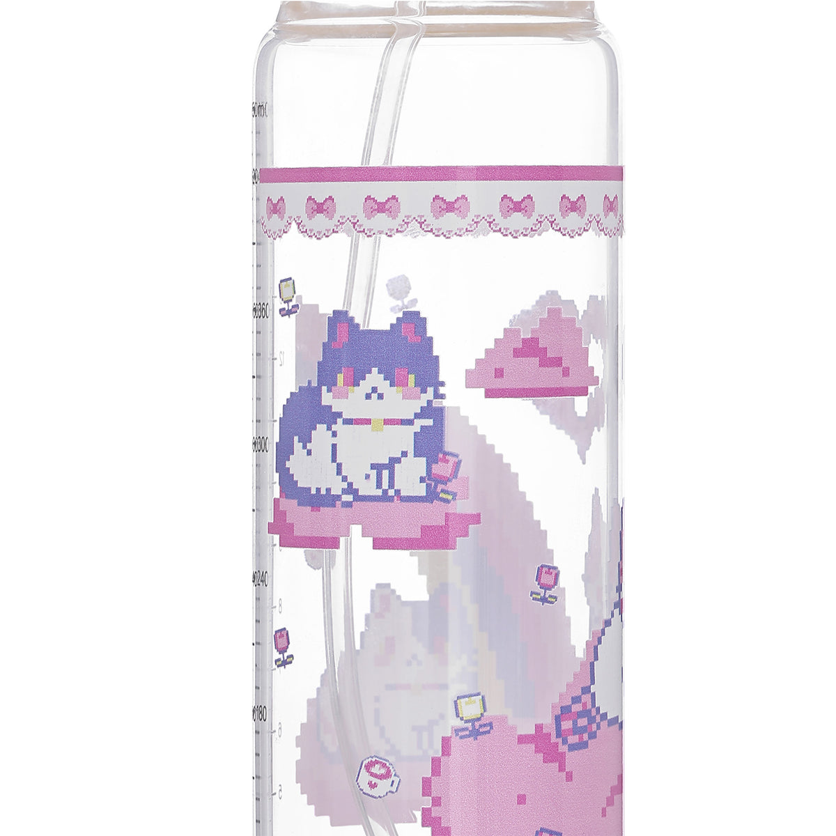 Landofgenie Cute Adult Glass Bottle - Pixel Cat