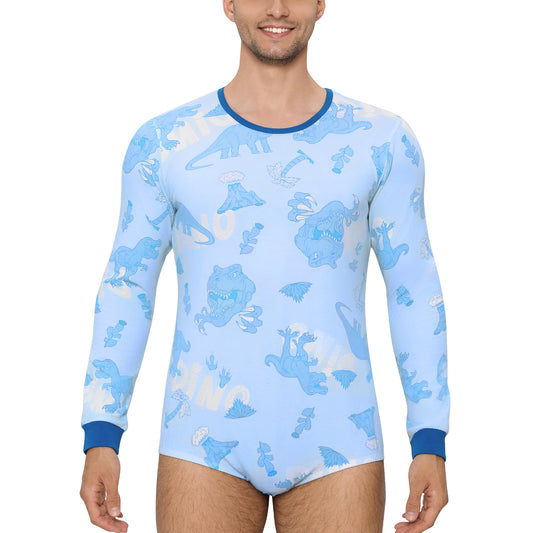 Landofgenie Long Sleeve Men Cotton Onesie - Dinosaur