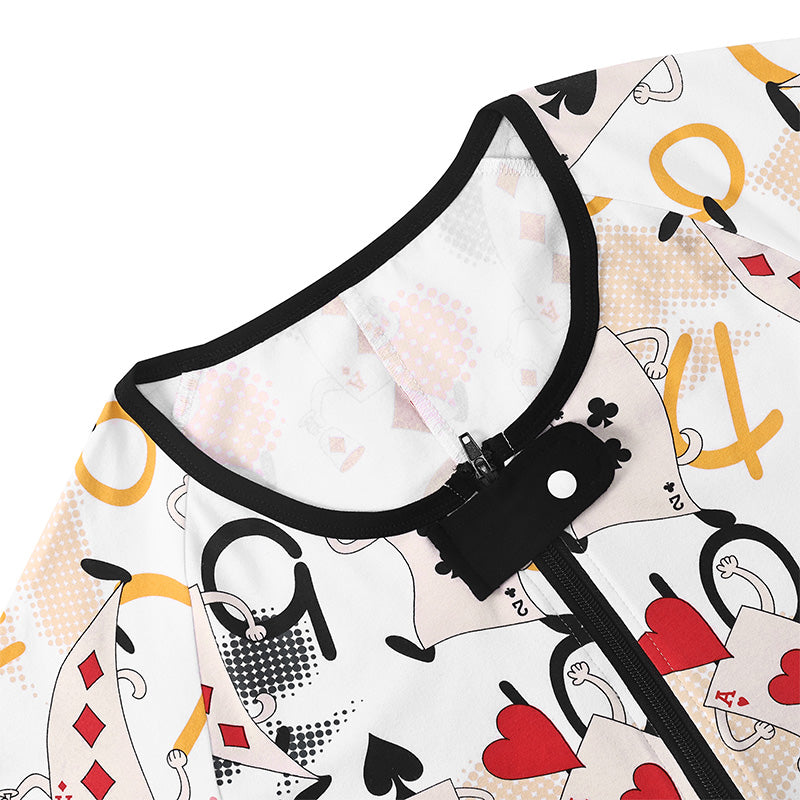 Landofgenie Mens Short Sleeve Onesie Piece Pajama - Poker