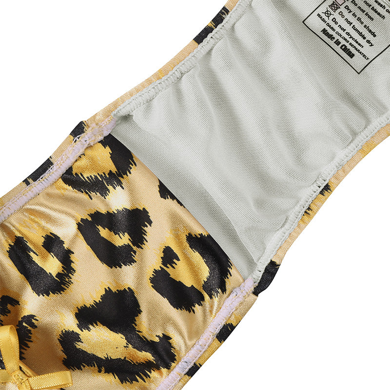Landofgenie No gender hiding Thong Tucking Gaff Panties - Leopard print yellow