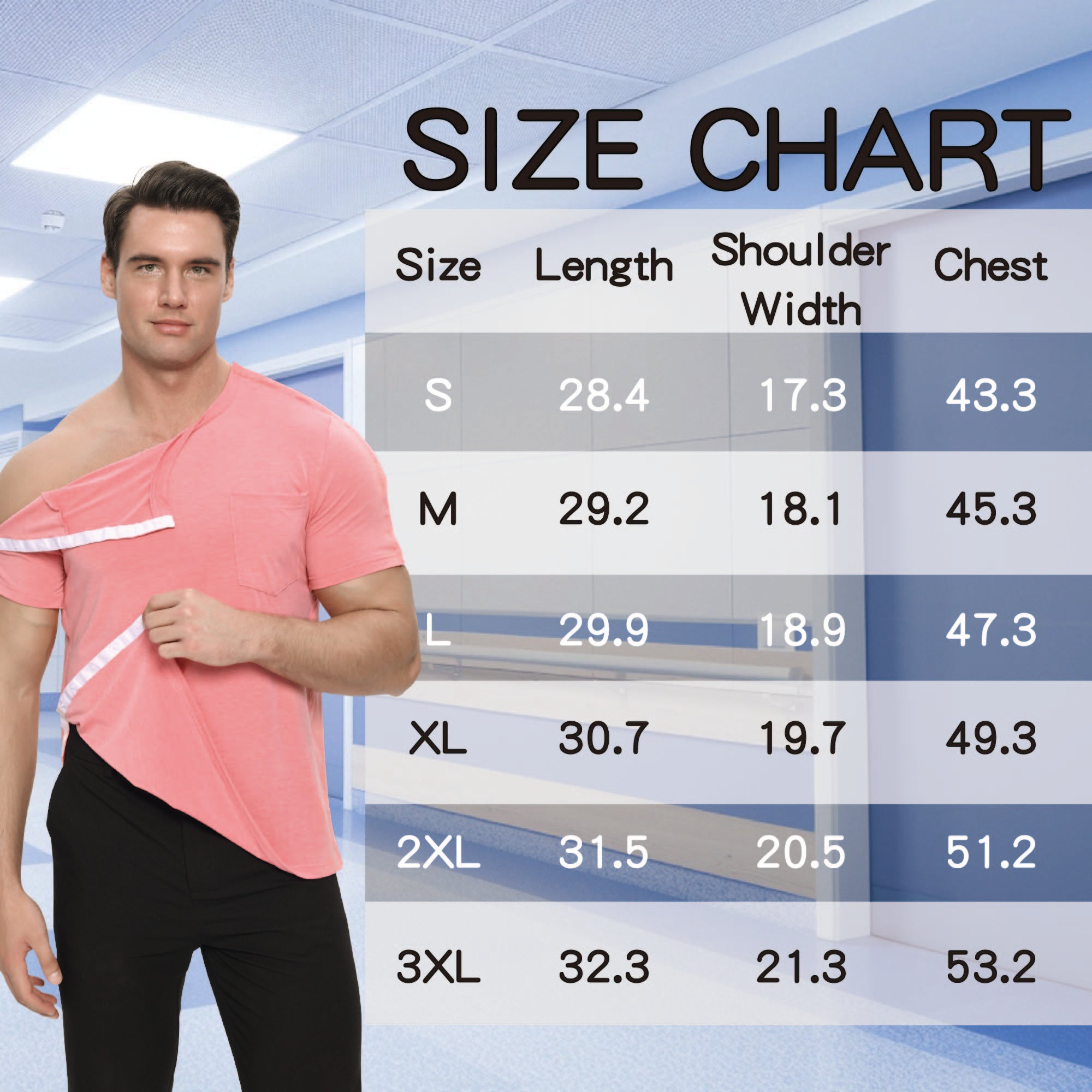 Landofgenie Mens Post-Shoulder Surgery Recovery Shirts  - Red