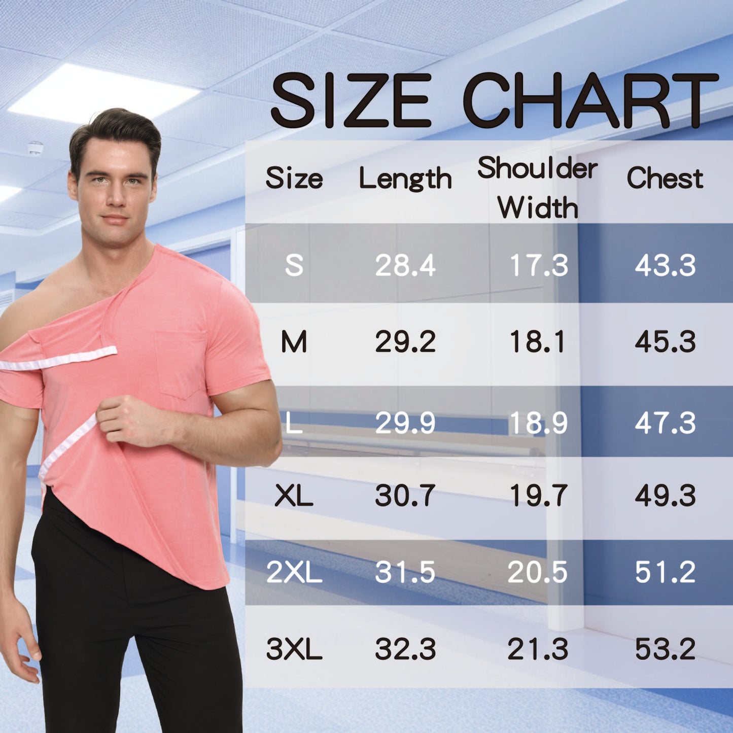 Landofgenie Mens Post-Shoulder Surgery Recovery Shirts  - Red