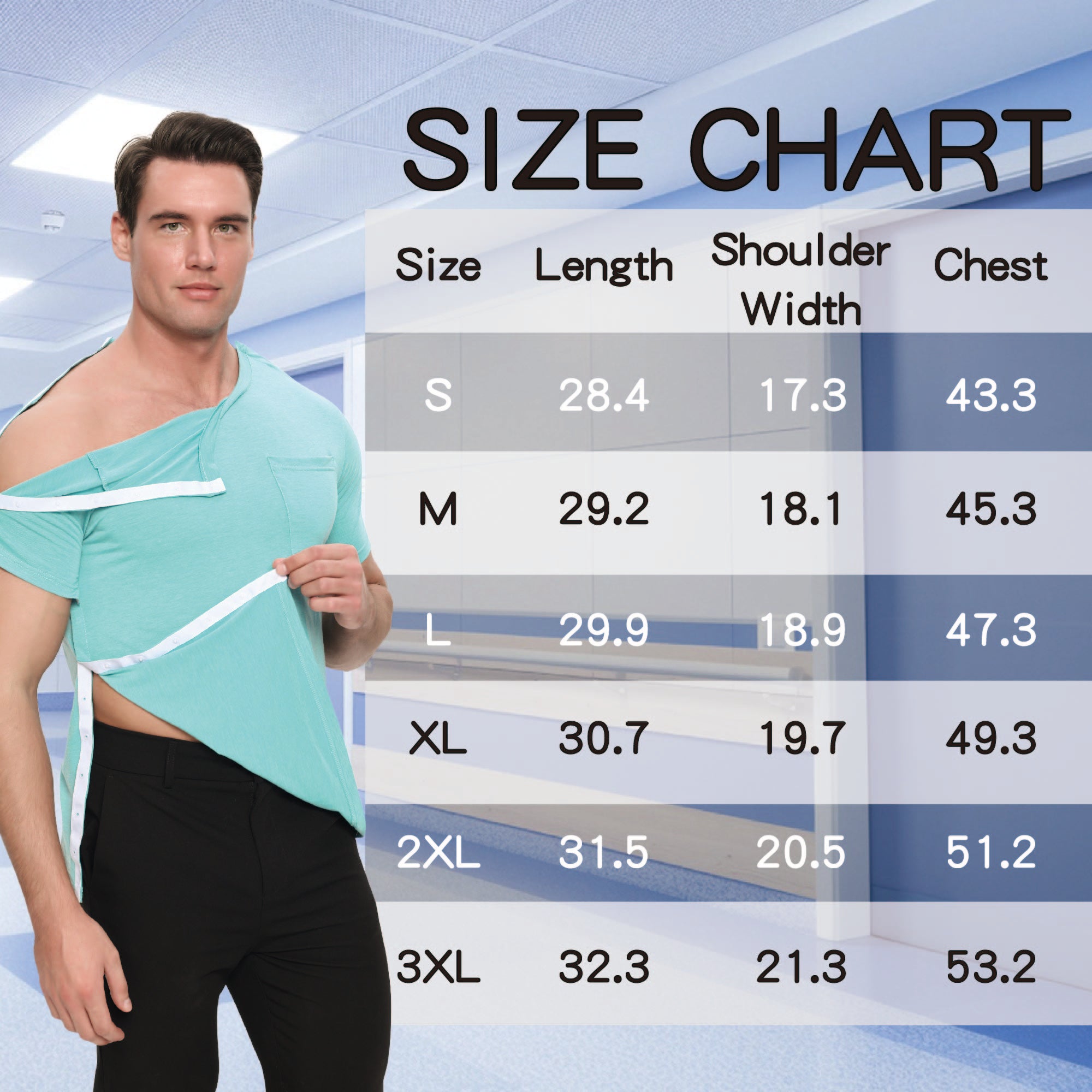 Landofgenie Mens Post-Shoulder Surgery Recovery Shirts  - Green