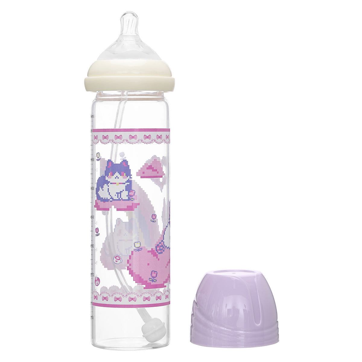 Landofgenie Cute Adult Glass Bottle - Pixel Cat
