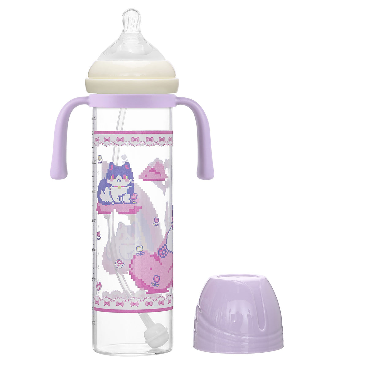 Landofgenie Cute Adult Glass Bottle - Pixel Cat