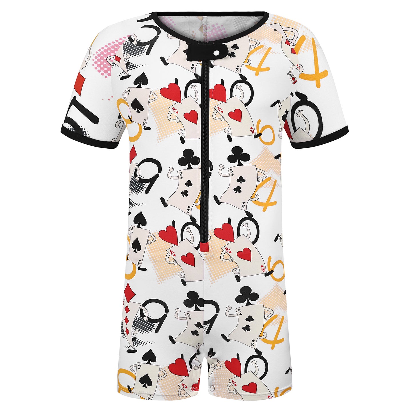 Landofgenie Mens Short Sleeve Onesie Piece Pajama - Poker