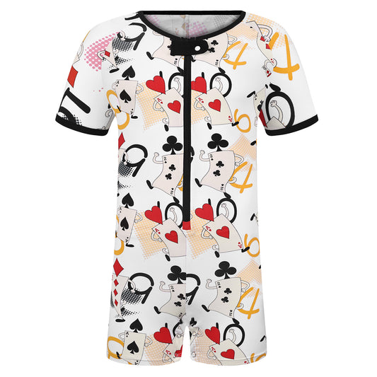 Landofgenie Mens Short Sleeve Onesie Piece Pajama - Poker