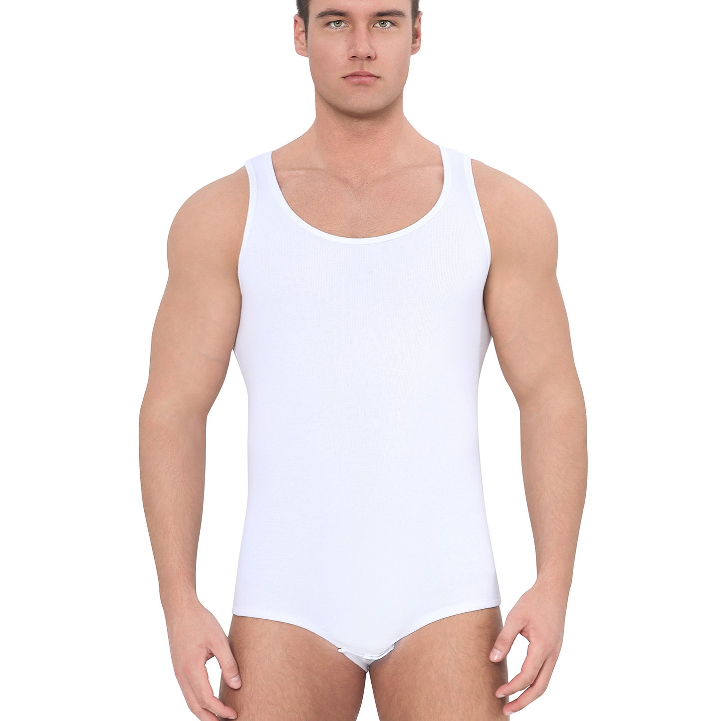 Landofgenie Mens Cotton Soft Ribbed Onesie - White