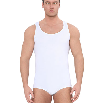 Landofgenie Mens Cotton Soft Ribbed Onesie - White