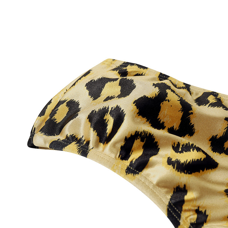 Landofgenie No gender hiding Thong Tucking Gaff Panties - Leopard print yellow