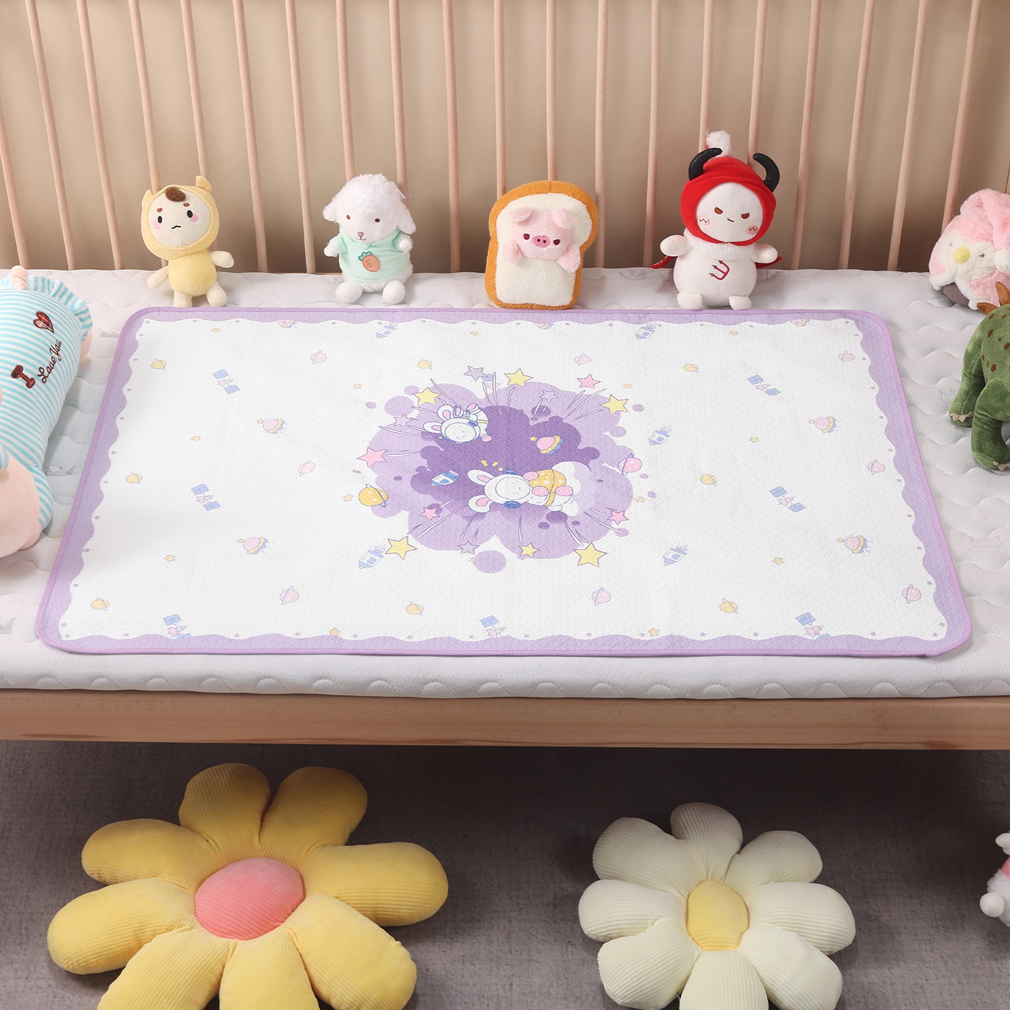 Landofgenie Adult Diaper Changing Pad 30 x 45.5 inches- Space Rabbit
