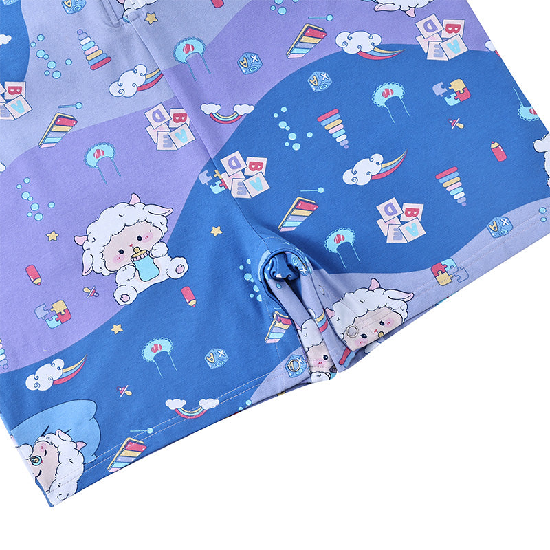 Landofgenie Mens Short Sleeve Onesie Piece Pajama - Lamb