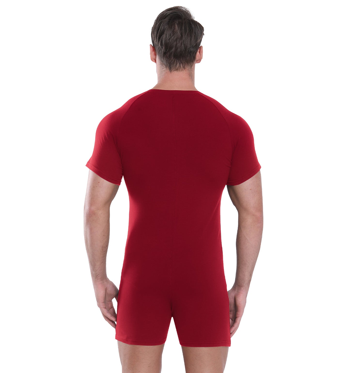 Landofgenie Basic Cotton Men One Piece  Pajama - Red