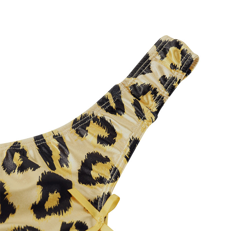 Landofgenie No gender hiding Thong Tucking Gaff Panties - Leopard print yellow