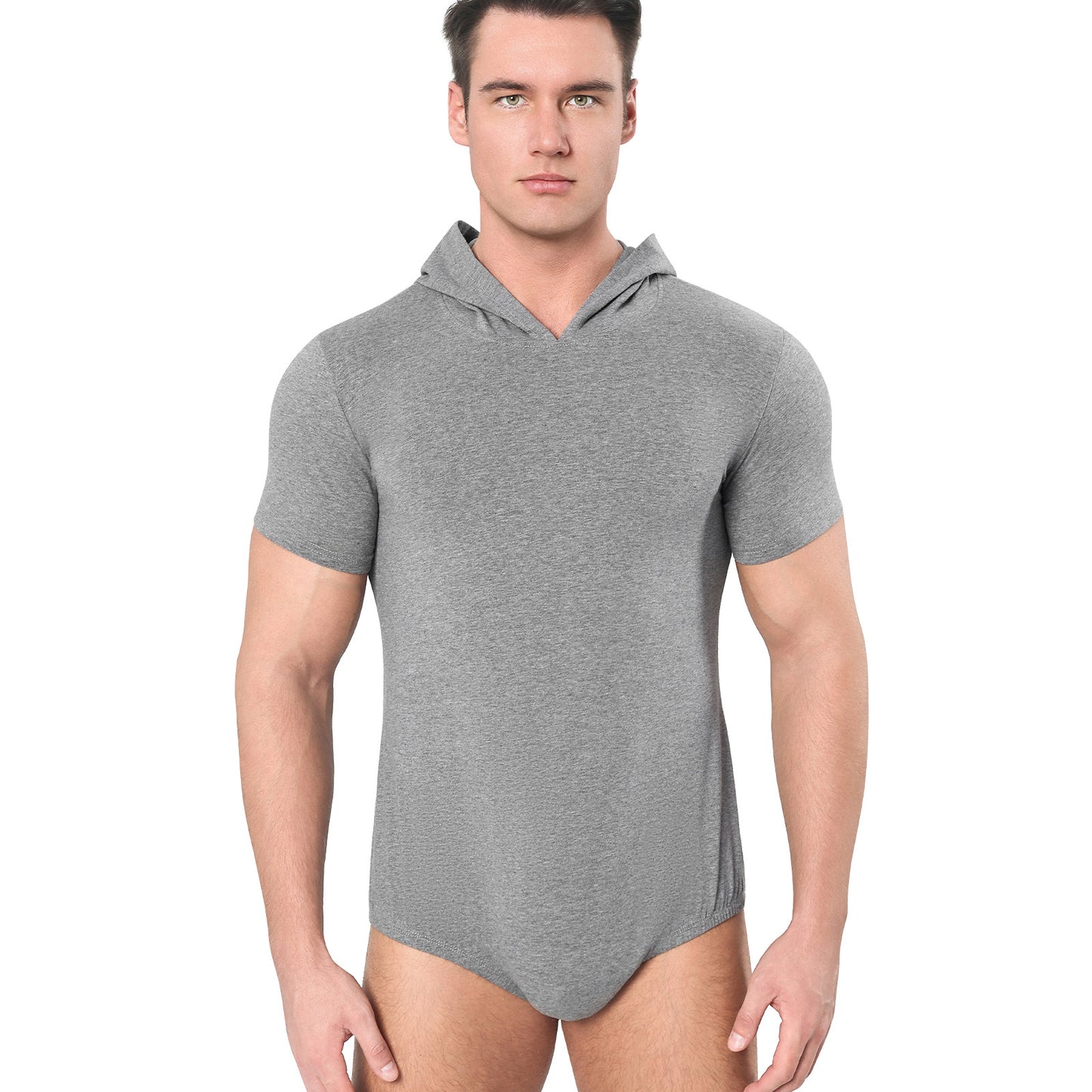 Landofgenie Mens Solid Hooded Onesie - Grey Color