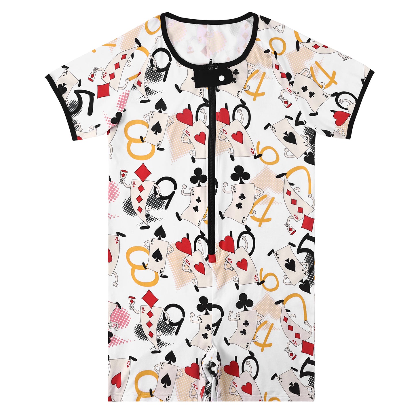 Landofgenie Mens Short Sleeve Onesie Piece Pajama - Poker