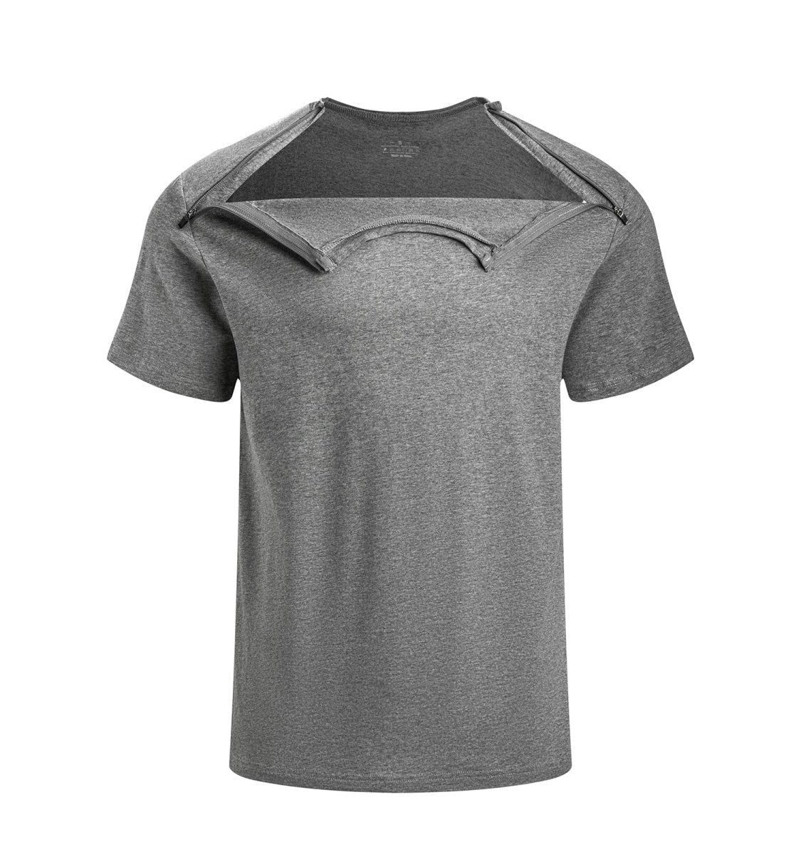 Landofgeni Unisex Chemo Port Shirts Post Shoulder Surgery Recovery Shirts - Gray - landofgenie