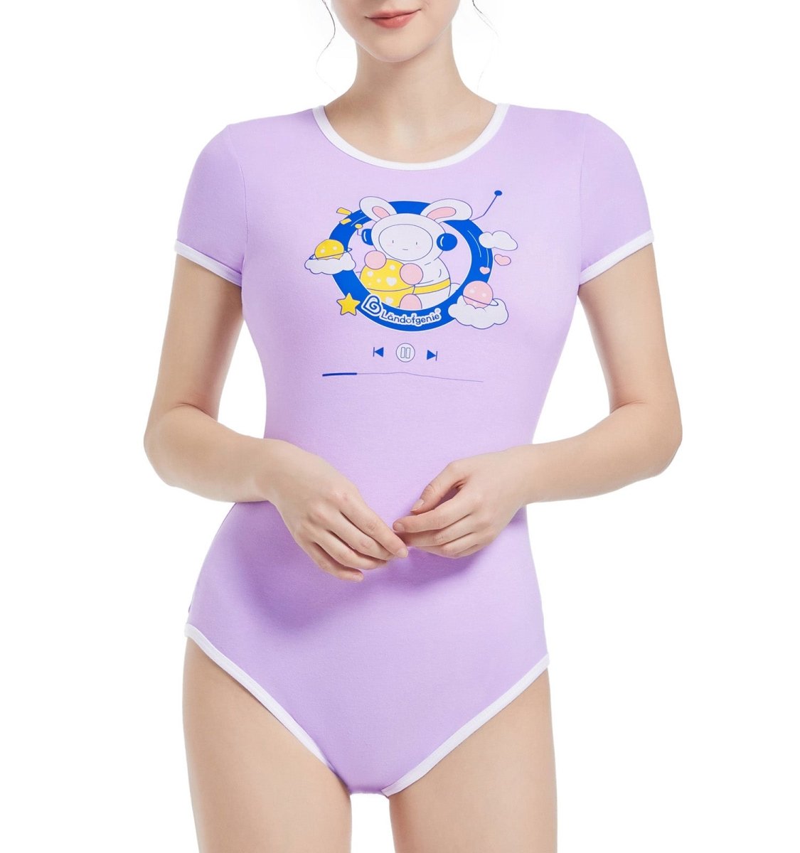 Landofgenie ABDL Onesie Womens Cotton Bodysuit - Astronaut Bunny - landofgenie