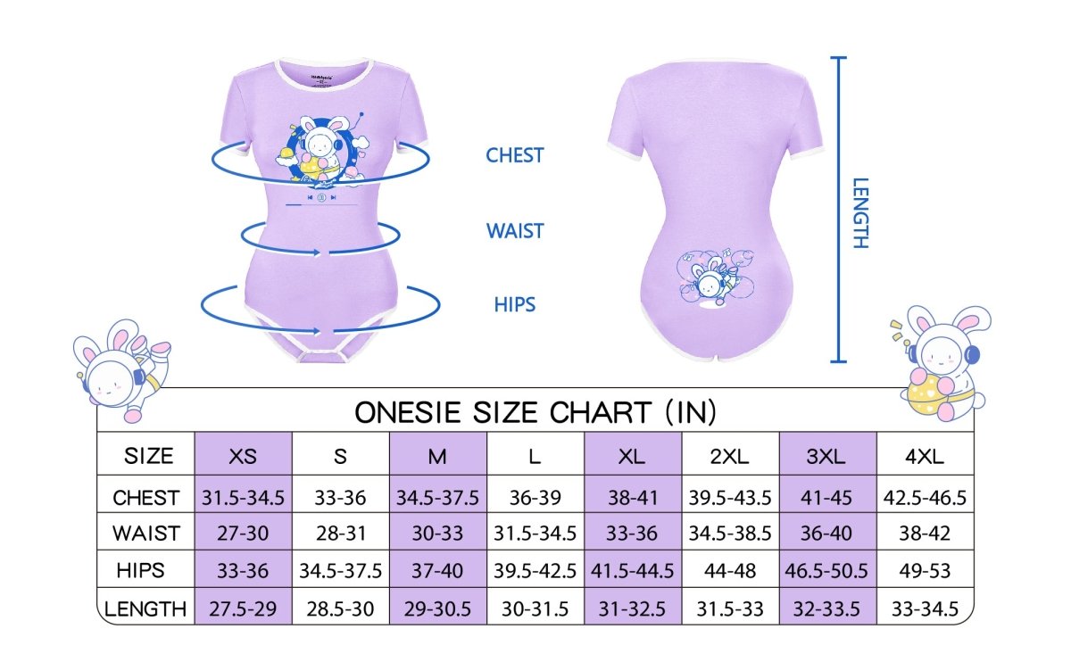 Landofgenie ABDL Onesie Womens Cotton Bodysuit - Astronaut Bunny - landofgenie