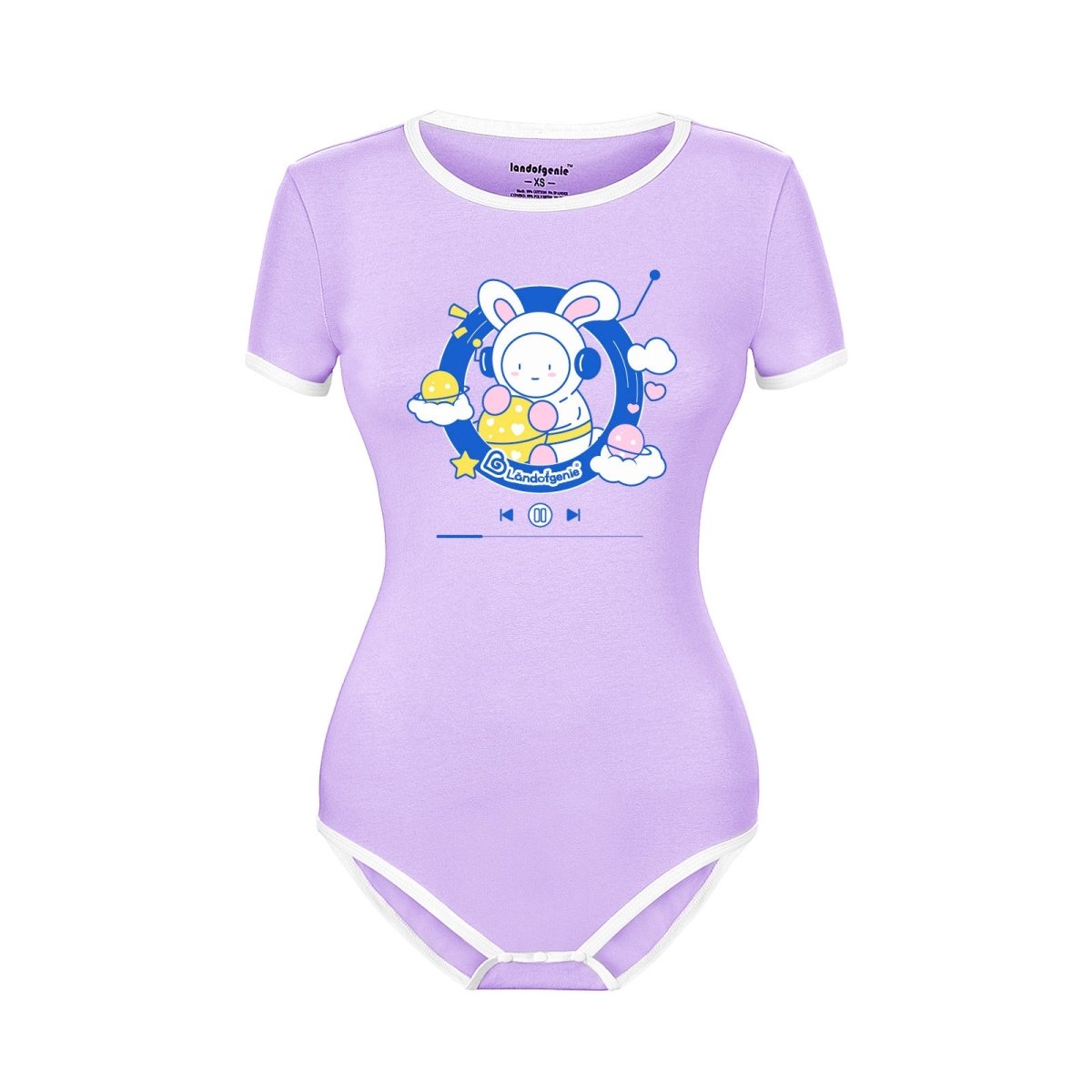 Landofgenie ABDL Onesie Womens Cotton Bodysuit - Astronaut Bunny - landofgenie