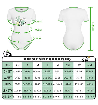 Landofgenie ABDL Onesie Womens Cotton Bodysuit - Panda Girl - landofgenie