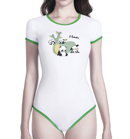 Landofgenie ABDL Onesie Womens Cotton Bodysuit - Panda Girl - landofgenie