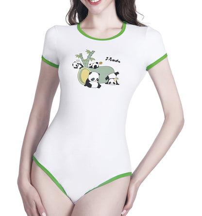 Landofgenie ABDL Onesie Womens Cotton Bodysuit - Panda Girl - landofgenie