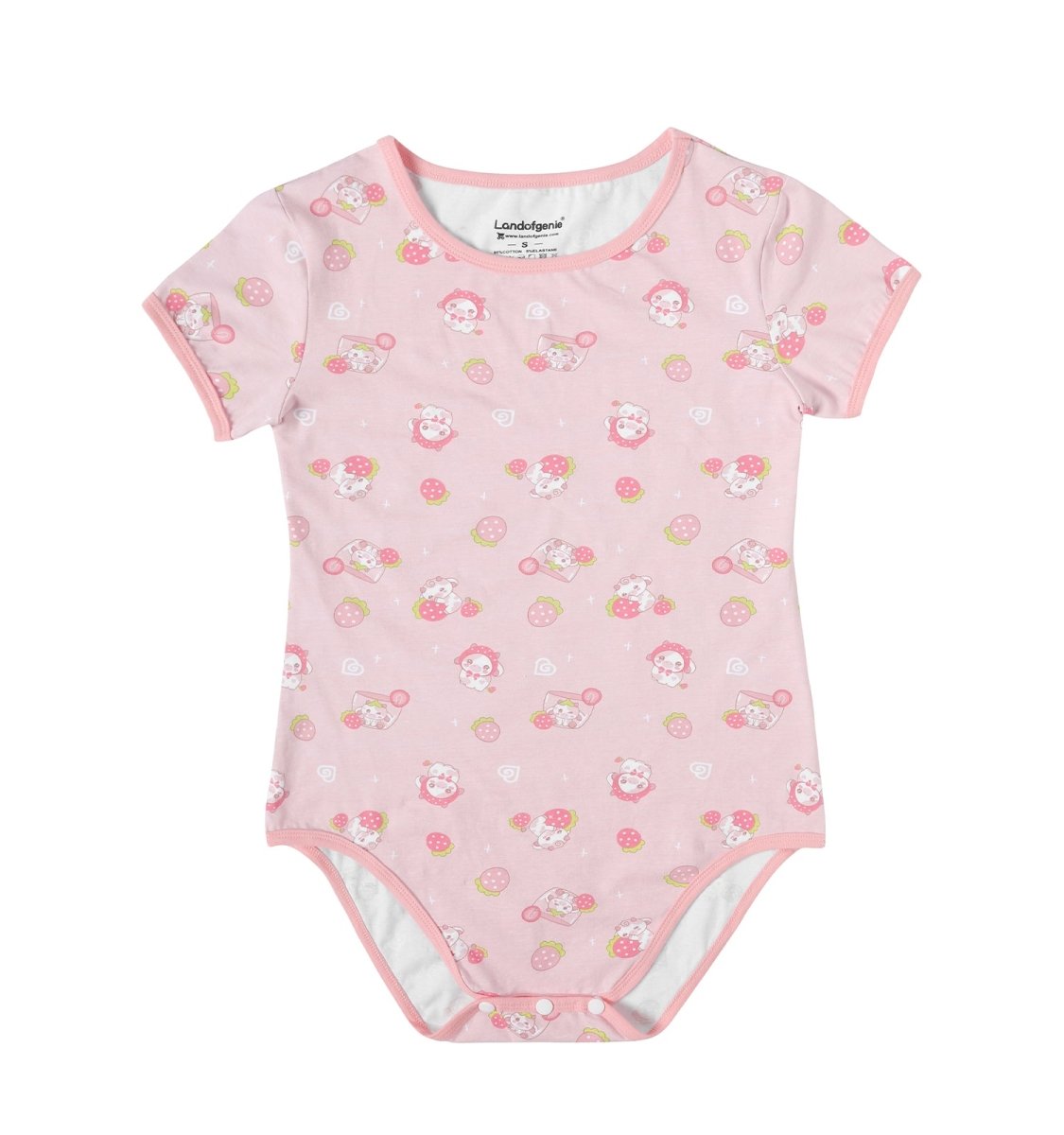 Landofgenie ABDL Onesie Womens Cotton Bodysuit - Stawberry Cow - landofgenie