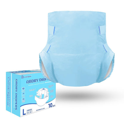 Landofgenie Adult ABDL Diapers Overnight Adult Diapers With 10 Pieces - Blue - landofgenie