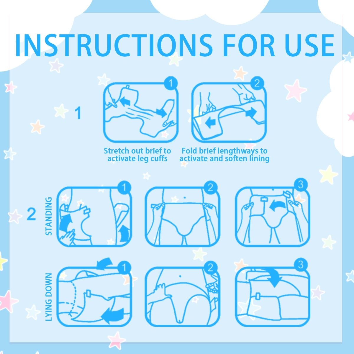 Landofgenie Adult ABDL Diapers Overnight Adult Diapers With 10 Pieces - Blue - landofgenie