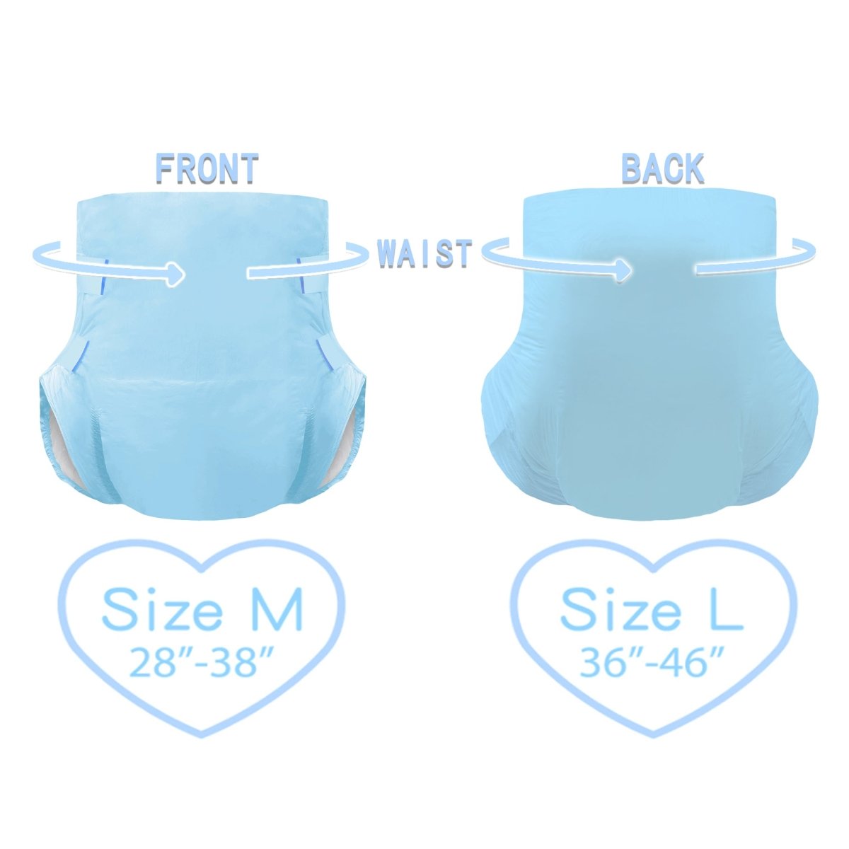 Landofgenie Adult ABDL Diapers Overnight Adult Diapers With 10 Pieces - Blue - landofgenie