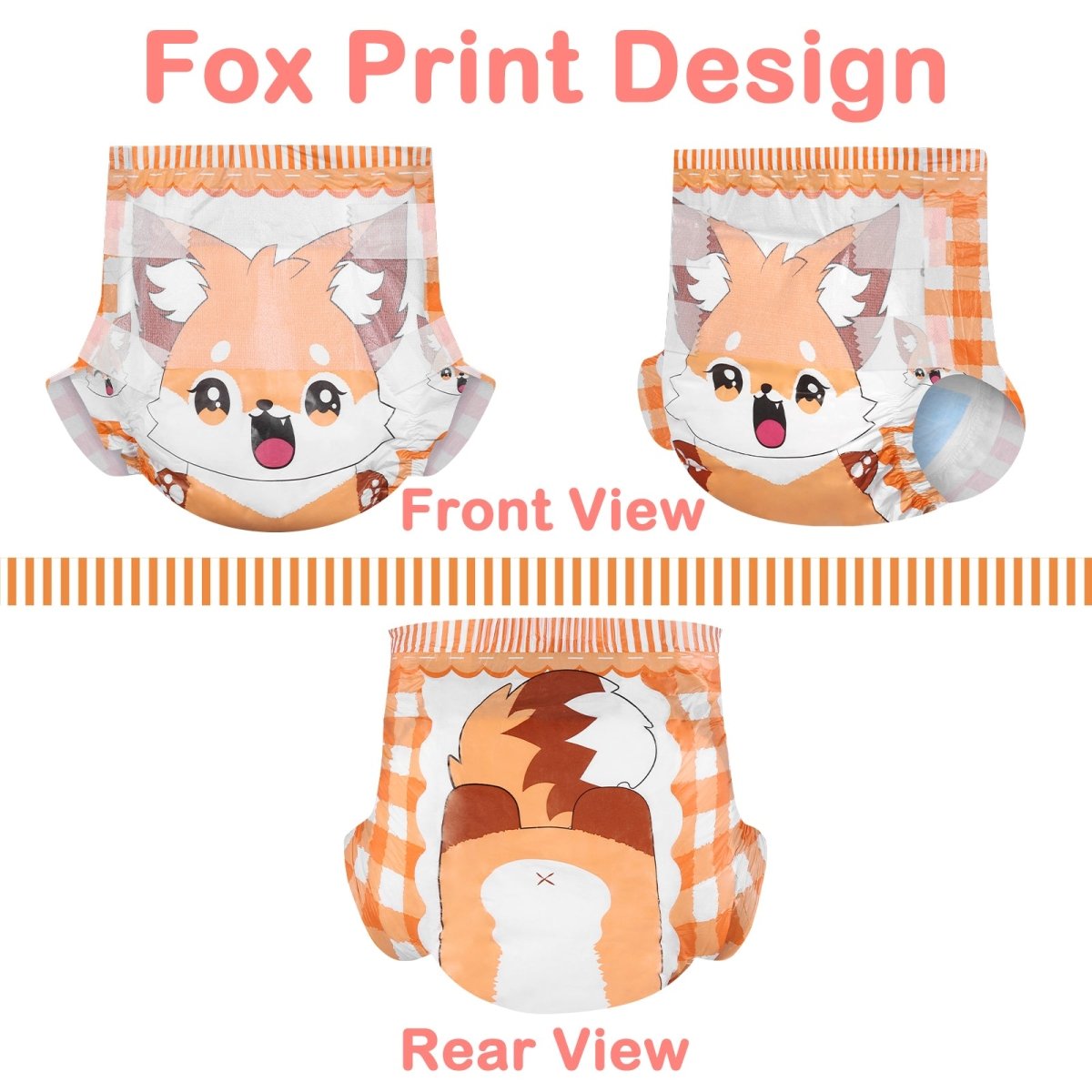 Landofgenie Adult ABDL Diapers Overnight Adult Diapers With 10 Pieces - Fox - landofgenie