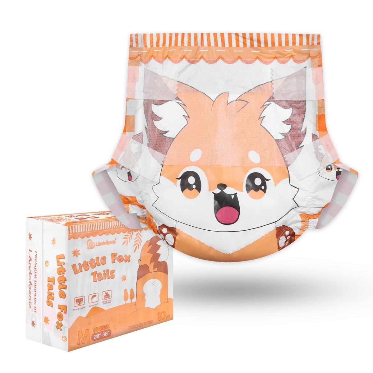 Landofgenie Adult ABDL Diapers Overnight Adult Diapers With 10 Pieces - Fox - landofgenie