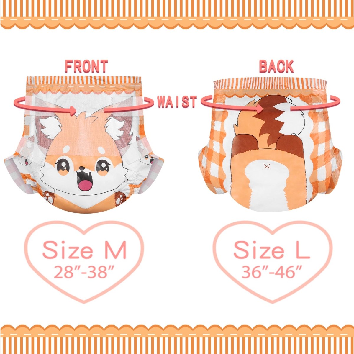 Landofgenie Adult ABDL Diapers Overnight Adult Diapers With 10 Pieces - Fox - landofgenie