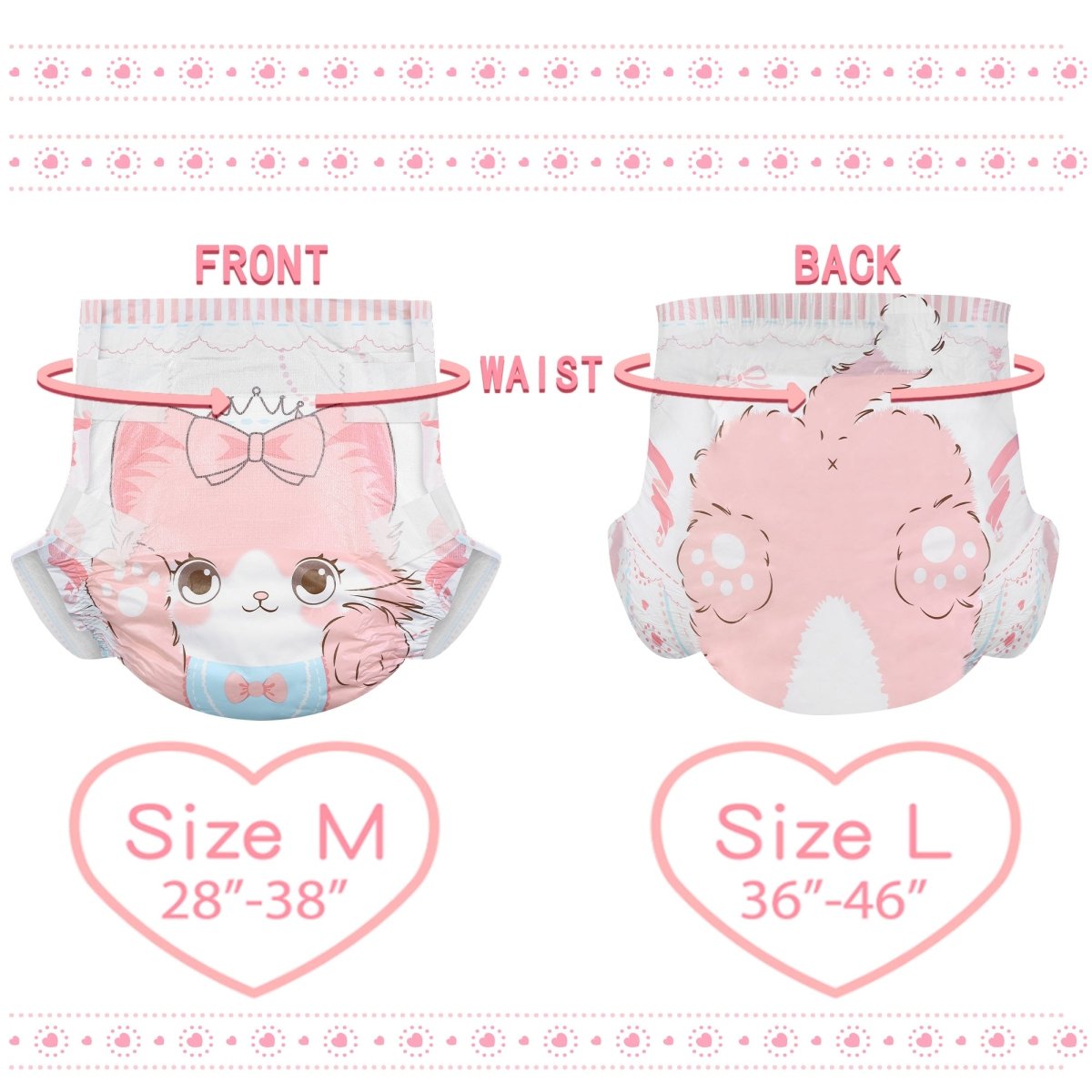 Landofgenie Adult ABDL Diapers Overnight Adult Diapers With 10 Pieces - Kitten - landofgenie