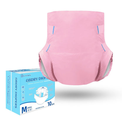 Landofgenie Adult ABDL Diapers Overnight Adult Diapers With 10 Pieces - Pink - landofgenie