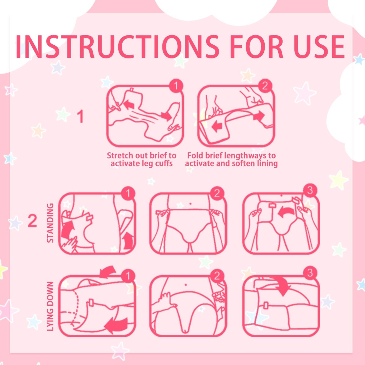 Landofgenie Adult ABDL Diapers Overnight Adult Diapers With 10 Pieces - Pink - landofgenie