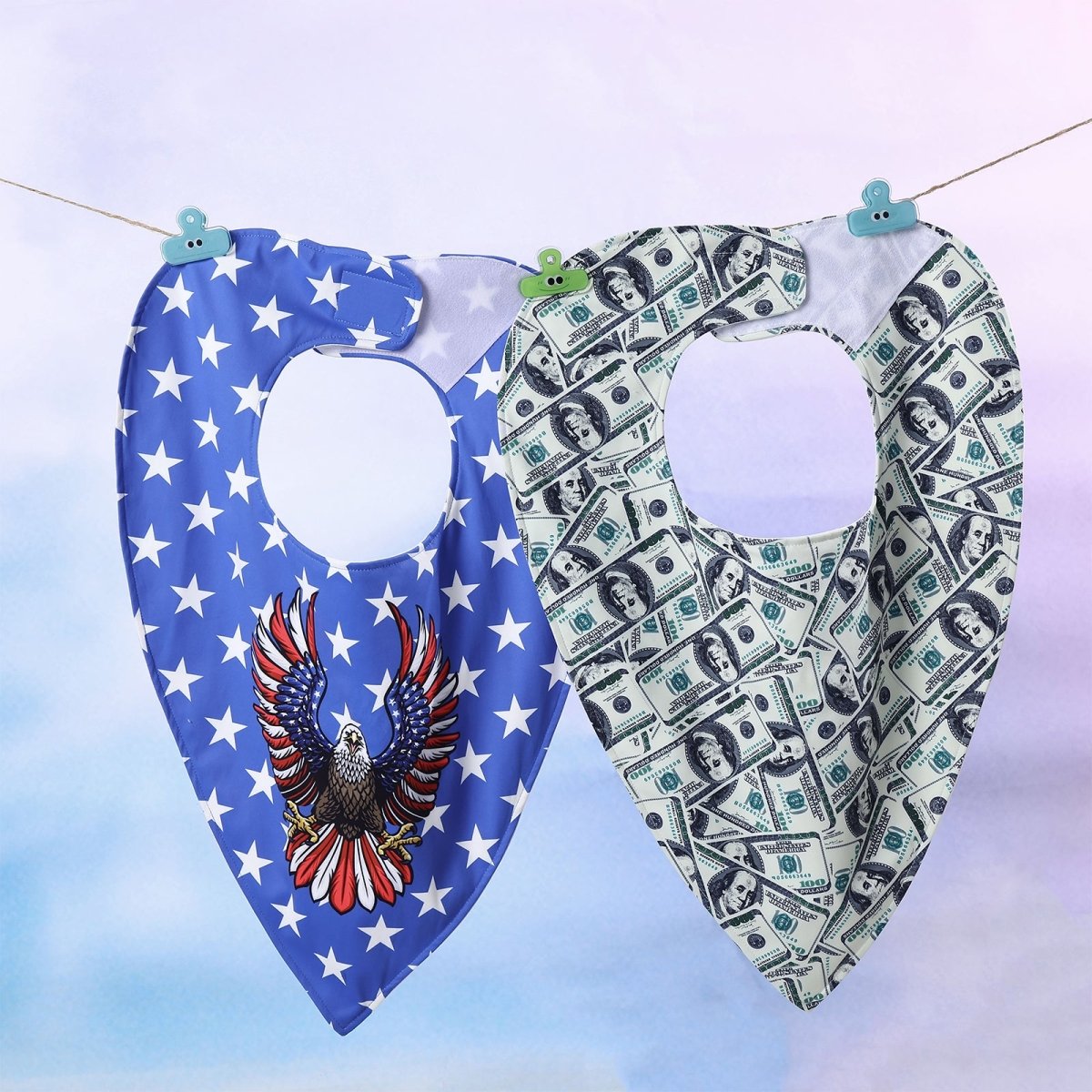 Landofgenie Adult Absorbent Drool Bibs with Hook And Loop Fastening - American Eagle + Dollar - landofgenie