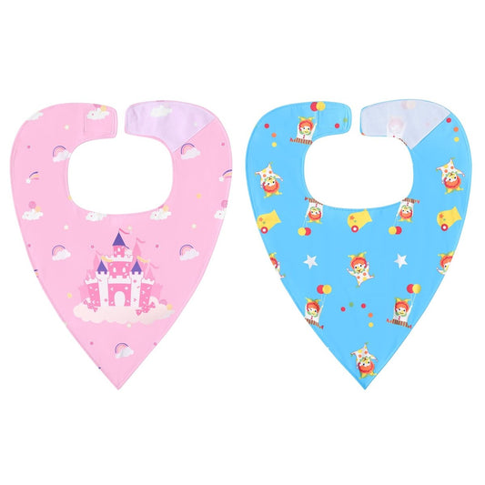 Landofgenie Adult Absorbent Drool Bibs with Hook And Loop Fastening - Castle + Clown - landofgenie