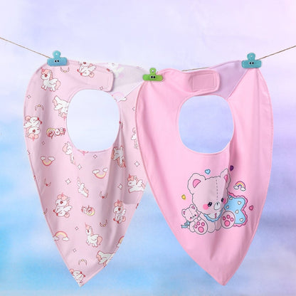 Landofgenie Adult Absorbent Drool Bibs with Hook And Loop Fastening - Unicorn + Bear - landofgenie