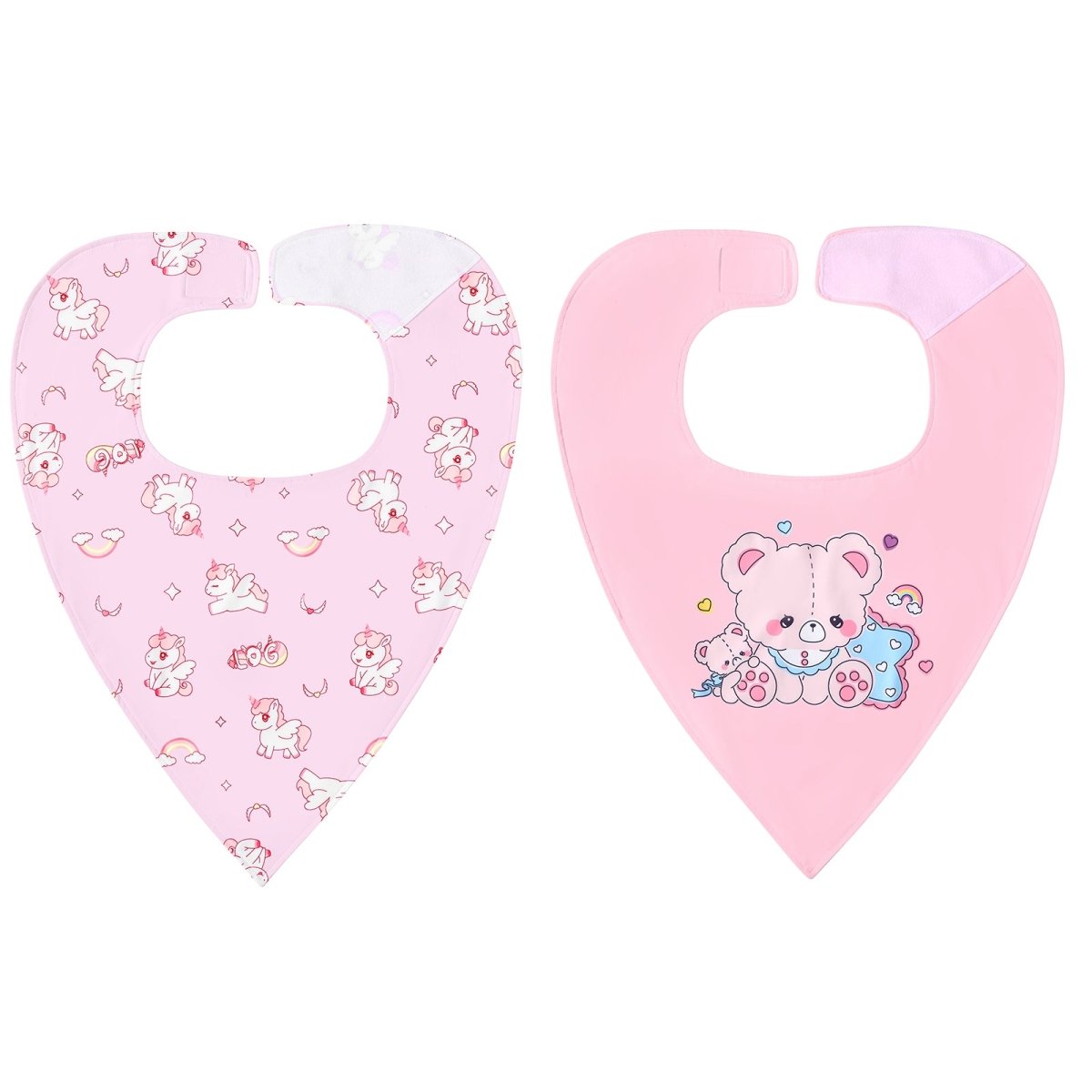Landofgenie Adult Absorbent Drool Bibs with Hook And Loop Fastening - Unicorn + Bear - landofgenie