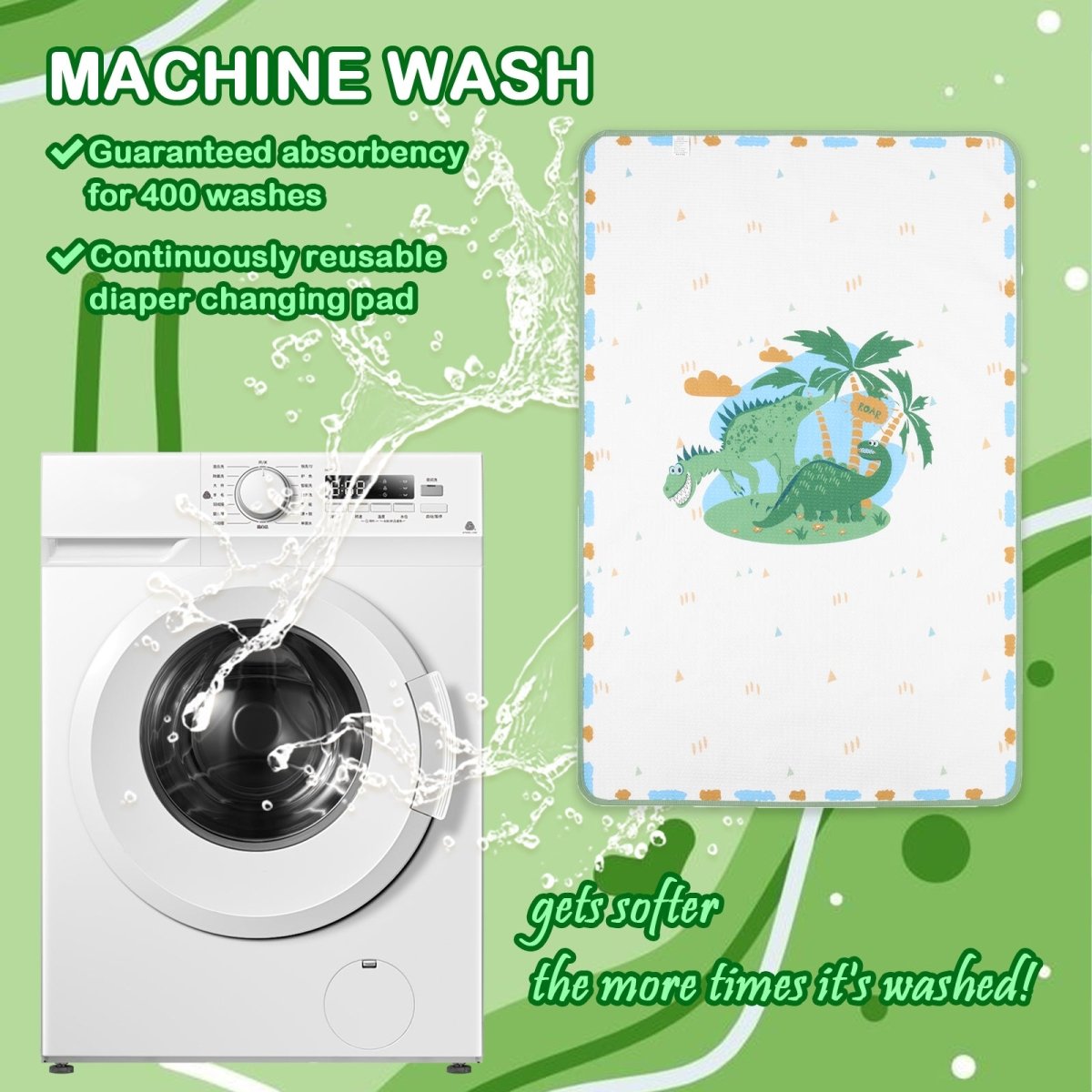 Landofgenie Adult Diaper Changing Pad 30 x 45.5 inches - Ancient Dinosaurs - landofgenie