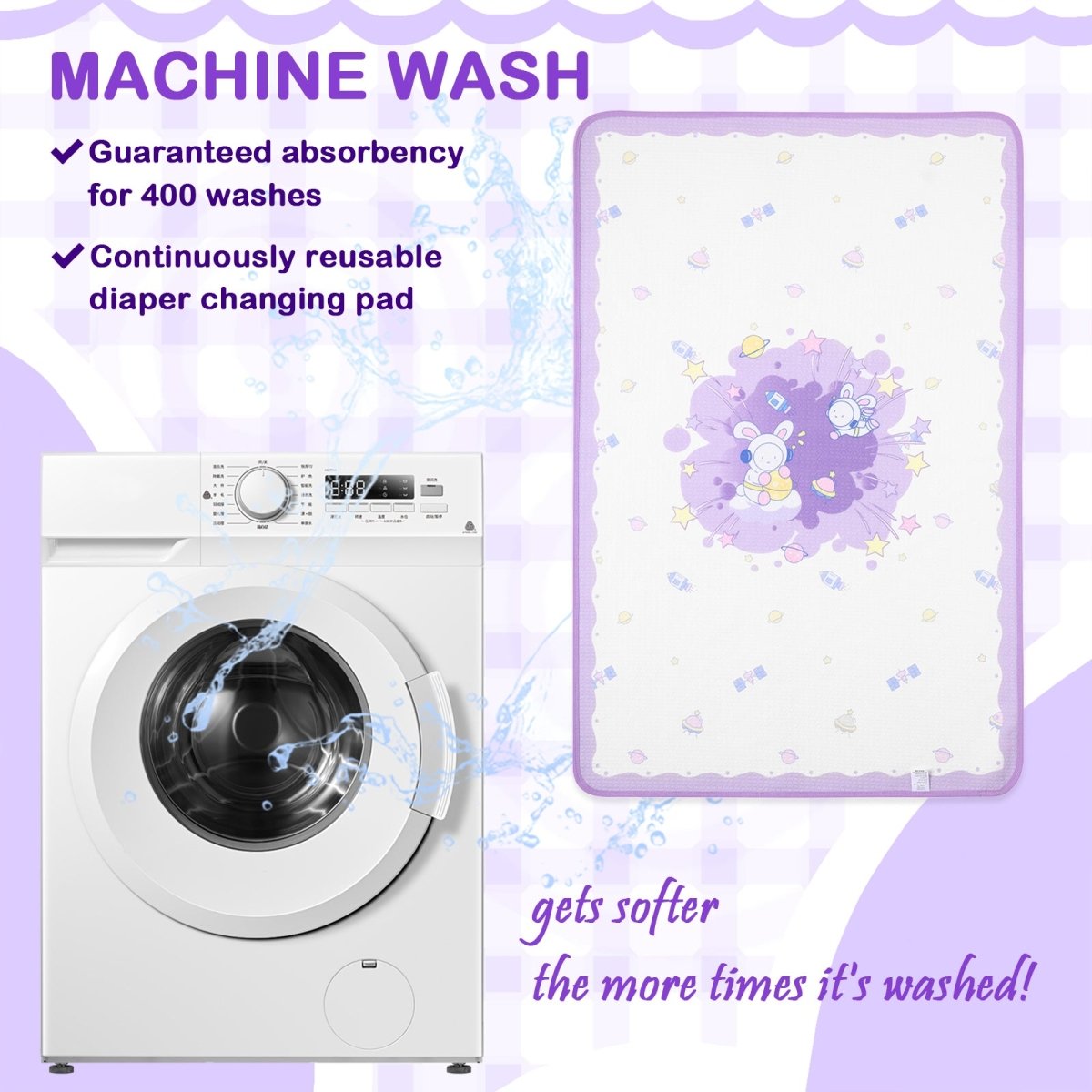 Landofgenie Adult Diaper Changing Pad 30 x 45.5 inches - Space Rabbit - landofgenie