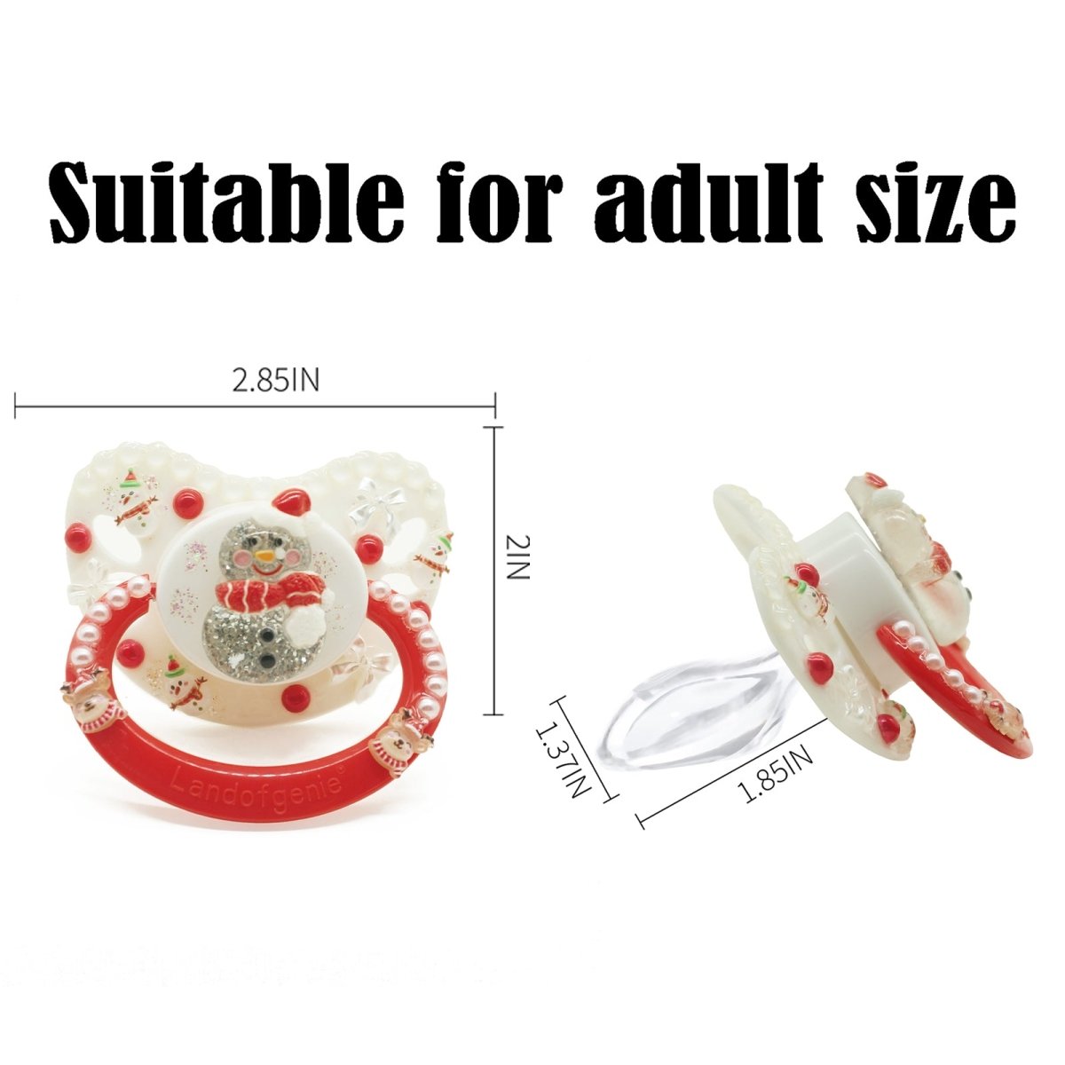Landofgenie Adult Fashion Christmas Pacifier - Red & White - landofgenie
